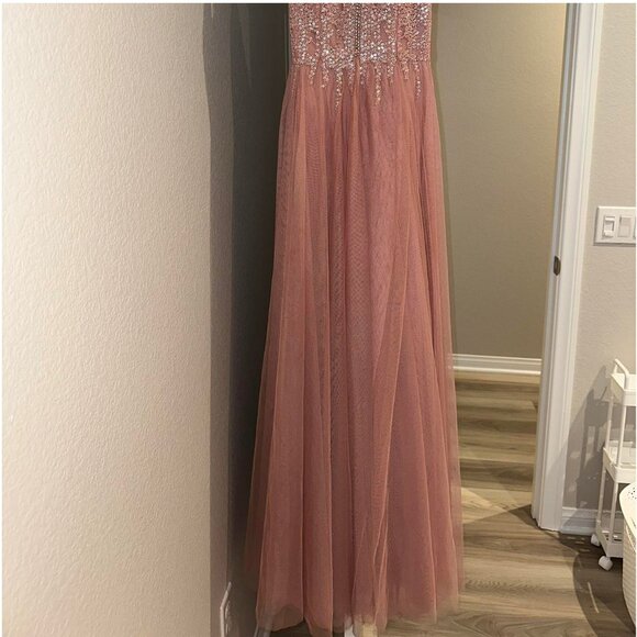 SAY YES TO THE DRESS Womens Pink Lace-up Back Lined Slit Formal  Size 9 NWT - Picture 10 of 11